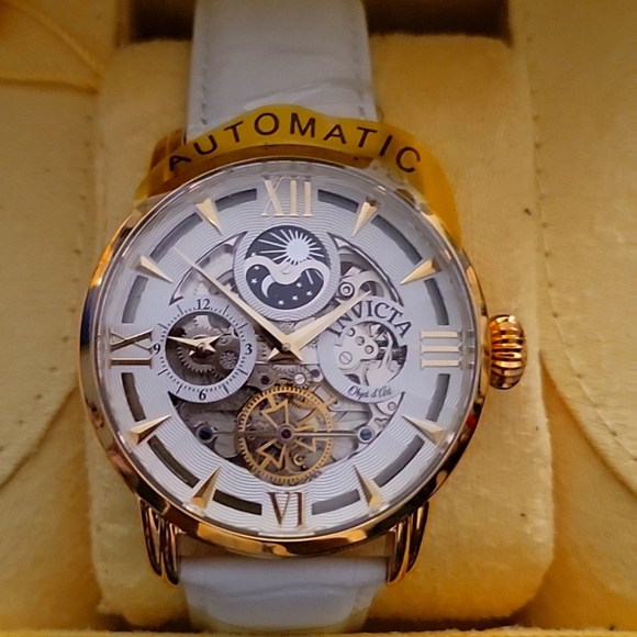 Invicta Gold and White Skeleton Dial Watch - Picture 2 of 4